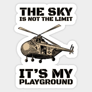 Vintage Helicopter The Sky Is My Playground Sticker